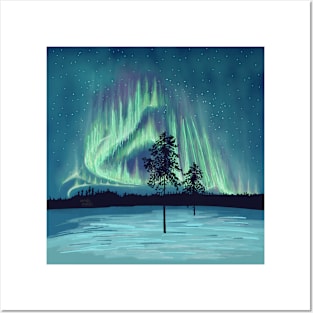 Northern lights camping Posters and Art